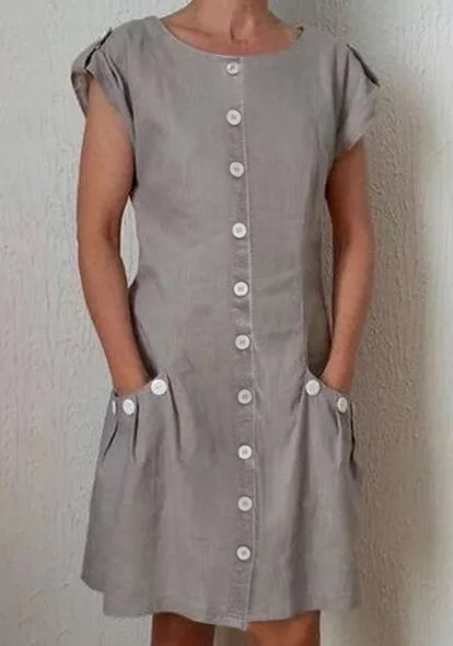Plain Cotton Casual Loose Dress With No, Midi Dresses, Roselinlin - Online Catalog