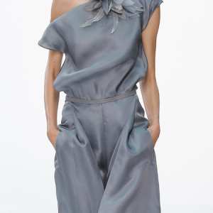 Loose Elegant Asymmetrical Short Sleeve Plain Shirt, Blouses and Shirts, color:Gray|size:XXL, Stylewe
