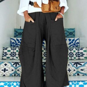 Women Casual Cotton Solid Pockets Pants, Pants, Roselinlin - Online Catalog
