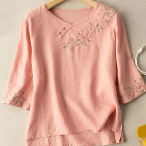 Casual Asymmetrical Loose Cotton-Blend Shirt, Blouses & Shirts, Roselinlin - Online Catalog