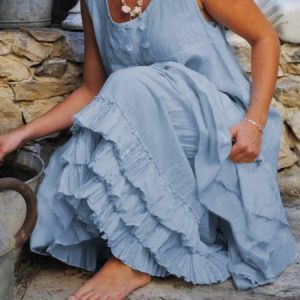 Sleeveless Round Neck Maxi Dress, Maxi Dresses, Roselinlin - Online Catalog