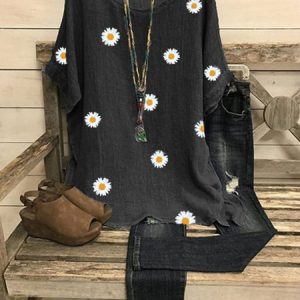 Casual Cotton Short Sleeve Tops, Blouses & Shirts, Roselinlin - Online Catalog