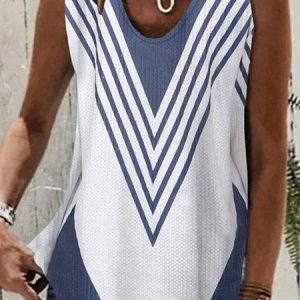 Color Block Loose Casual T-Shirt, Tank Tops & Camis, Roselinlin - Online Catalog