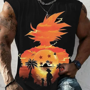 Men's Fashion Print Color Block Loose Casual Tank Top, Tank Tops, Lilicloth.com