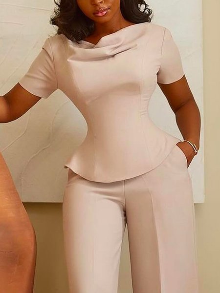 Plain Short Sleeve Urban Regular Fit Shirt, Blouses and Shirts, color:As Picture|size:XXL, Stylewe