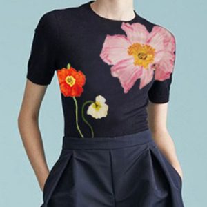 Casual Regular Fit Crew Neck Floral T-Shirt, Tees, color:As Picture|size:XXL, Stylewe