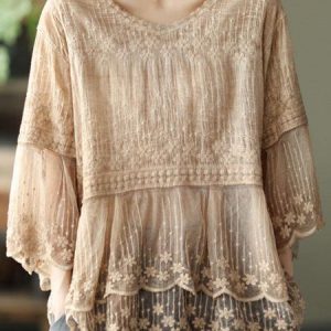 Casual Plain Crew Neck Loose Shirt, Blouses & Shirts, Roselinlin - Online Catalog