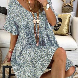 Summer Floral V Neck Beach Midi Women Dress, Midi Dresses, Roselinlin - Online Catalog