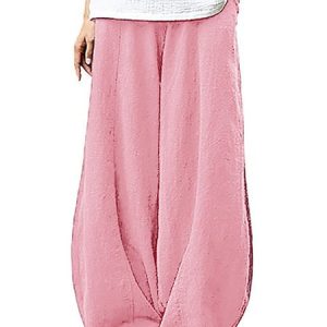 Women's Pants Wide Leg Trousers Bloomers Full Length Cotton And Linen Pocket Baggy Micro-elastic Simple Casual Street Daily, Pants, Roselinlin - Online Catalog