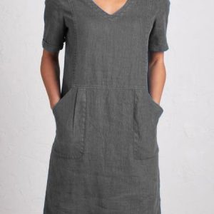 Solid Sweetheart Pockets Short Sleeve Dress, Midi Dresses, Roselinlin - Online Catalog