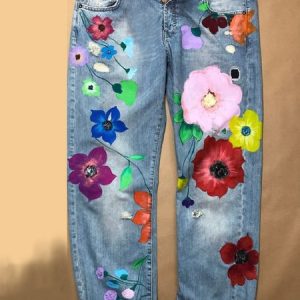 Women Denim Sweet Floral Casual Jeans, Pants, Roselinlin - Online Catalog