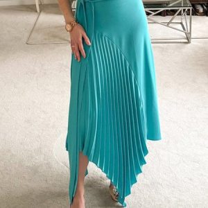 Urban High Waist Plain Pleated Skirt, Skirts, color:Blue|size:XXL, Stylewe