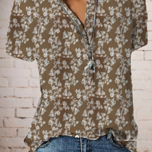 Plus size Vintage Short Sleeve Floral Shirt, Blouses & Shirts, Roselinlin - Online Catalog