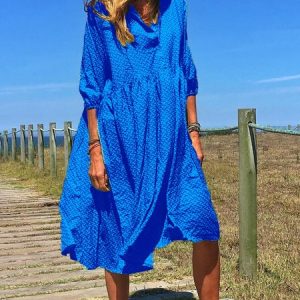 Women V-neck Elegant Casual Midi Dress, Maxi Dresses, Roselinlin - Online Catalog