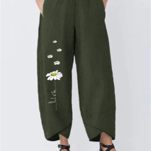 Floral-Print Pockets Casual Pants Trousers, Pants, Roselinlin - Online Catalog