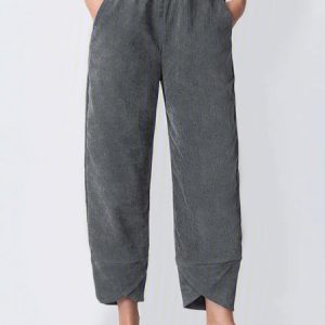 Women's Pants Trousers Tulip Hem Elastic Waist Pockets Baggy Full Length Workout Corduroy Pants Baggy Fashion, Pants, Roselinlin - Online Catalog
