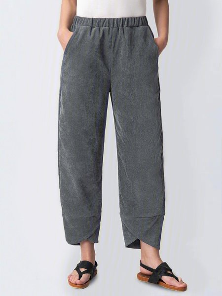 Women's Pants Trousers Tulip Hem Elastic Waist Pockets Baggy Full Length Workout Corduroy Pants Baggy Fashion, Pants, Roselinlin - Online Catalog