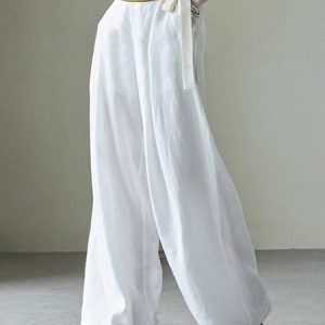 Daily Regular Fit Bow Casual Fashion Pants, Pants, color:White|size:XL, Stylewe