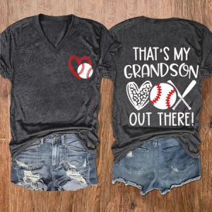 Women'S That's My Grandson Out There Print Casual T-Shirt, T-shirts, Lilicloth.com