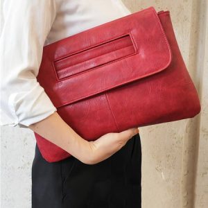 Women Large Capacity Commuting Magnetic Clutch Bag with Crossbody Strap, Clutches, color:Red|size:One-size, Stylewe