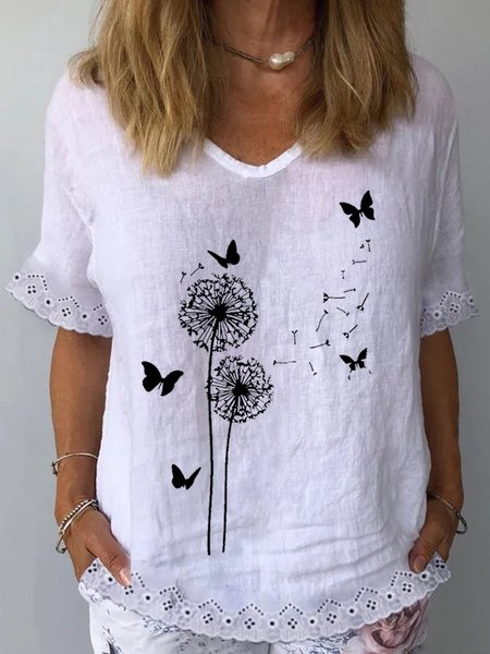 Dandelion Casual Loose V Neck Blouse, Blouses & Shirts, Roselinlin - Online Catalog