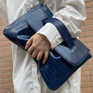 Large Capacity Crocodile Embossed Urban Envelope Clutch Bag, Bags, color:Deep Blue|size:One-size, Stylewe