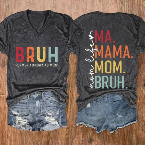 Women'S Bruh Formerly Known As Mom Print Casual T-Shirt, T-shirts, Lilicloth.com