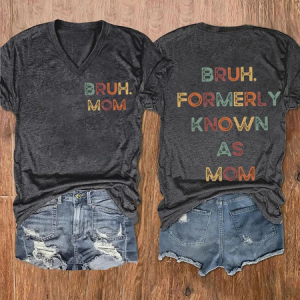Women'S Bruh Mom Print Casual T-Shirt, T-shirts, Lilicloth.com