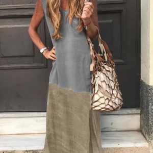 Sleeveless Vintage V Neck Women Dress, Maxi Dresses, Roselinlin - Online Catalog