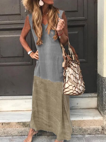 Sleeveless Vintage V Neck Women Dress, Maxi Dresses, Roselinlin - Online Catalog