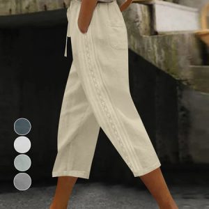 Cotton And Linen Lace Casual Plain Pants, Pants, Roselinlin - Online Catalog