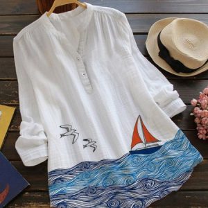 White Cotton-Blend Vintage Top, Blouses & Shirts, Roselinlin - Online Catalog