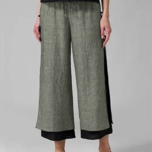 Women's Basic Casual Linen Pants Layered Frog Button Pants Ankle-Length Pants Cotton Linen Pants Daily Weekend Mid Waist, Pants, Roselinlin - Online Catalog