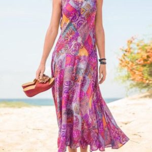 Sleeveless Printed Holiday Women Dress, Maxi Dresses, Roselinlin - Online Catalog