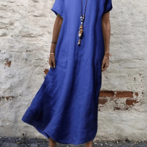 Crew Neck Solid Short Sleeve Casual Dress, Maxi Dresses, Roselinlin - Online Catalog
