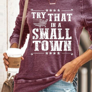 Women's A Small Town Casual Cotton-Blend Sweatshirt, Hoodies&Sweatshirts, Lilicloth.com
