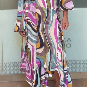 Random Print Loose Vacation Maxi Skirt, Skirts, color:As Picture|size:XXL, Stylewe