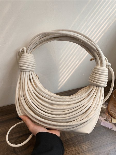 Fashionable Multi-Layered Rope Knot Shoulder Bag with Crossbody Strap, Bags, color:Off White|size:One-size, Stylewe