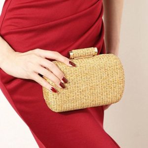Vacation Mini Braided Straw Clutch Bag, Bags, color:Beige|size:One-size, Stylewe