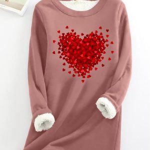 Women's Simple Heart Loose Crew Neck Sweatshirt, Hoodies&Sweatshirts, Lilicloth.com