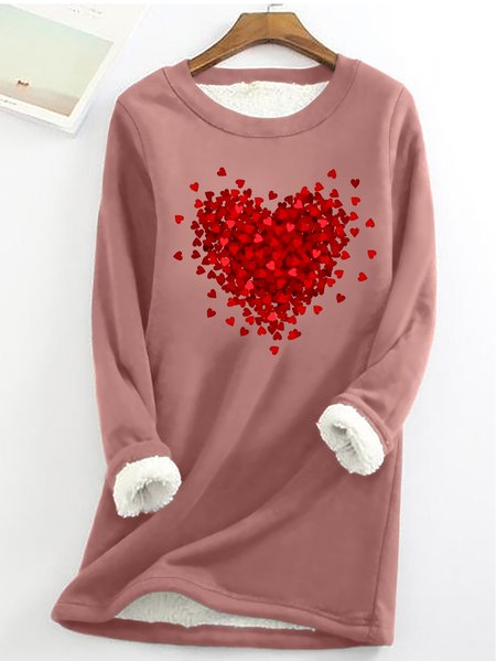 Women's Simple Heart Loose Crew Neck Sweatshirt, Hoodies&Sweatshirts, Lilicloth.com