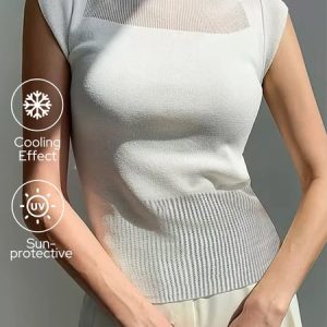 Cooling Breathable Hollow-Out Sweater, Pullovers, color:White|size:XXL, Stylewe
