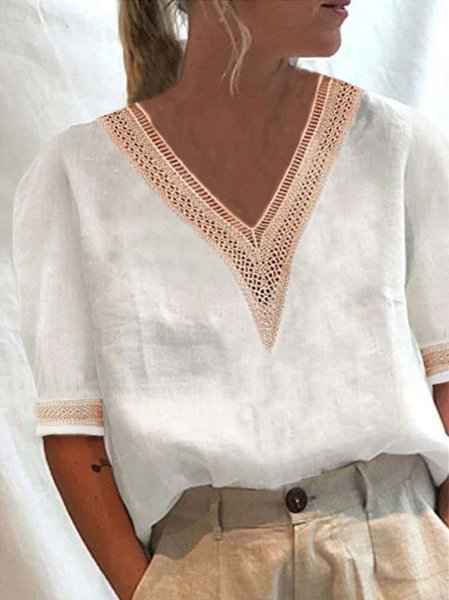 Casual Plain Cotton Blouse, Blouses & Shirts, Roselinlin - Online Catalog