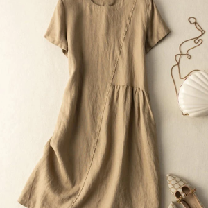 Loose Crew Neck Casual Dress With No, Maxi Dresses, Roselinlin - Online Catalog