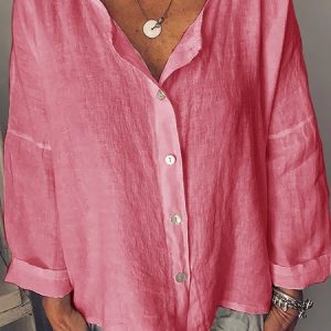 Long Sleeve Solid Shirt Blouse, Blouses & Shirts, Roselinlin - Online Catalog