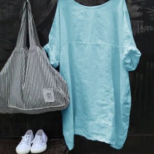Half Sleeve Shift Shirt Tunic Top Cotton Linen Blouse, Blouses & Shirts, Roselinlin - Online Catalog