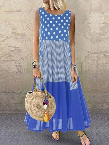 Round Neck Sweet Sleeveless Cotton Women Dress, Maxi Dresses, Roselinlin - Online Catalog