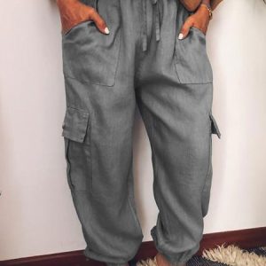 Casual Pockets Cotton-Blend Pants, Pants, Roselinlin - Online Catalog