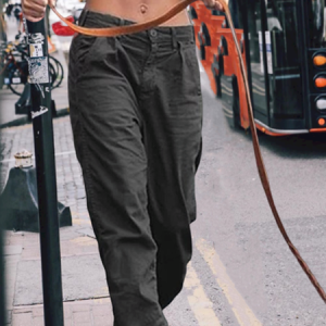 Casual Plain Pockets Cargo Pants, Pants, Roselinlin - Online Catalog