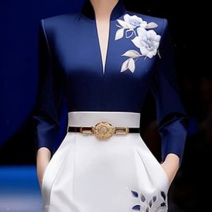 Floral Regular Fit Elegant Shirt, Blouses and Shirts, color:Blue|size:XXL, Stylewe